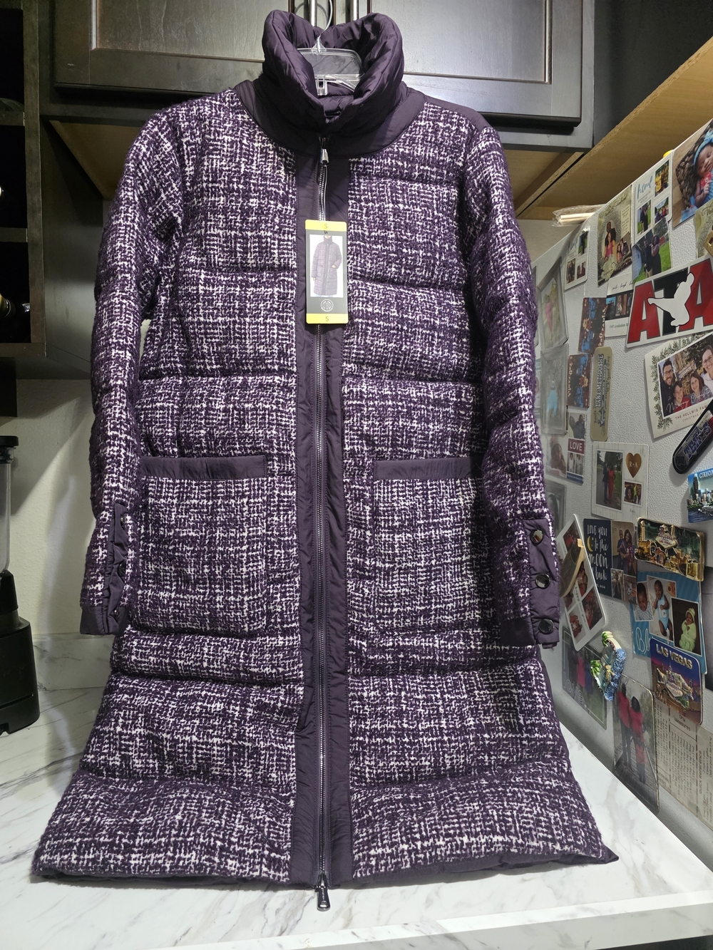Bernardo Women Purple Quilted Long Puffer Coat  Small